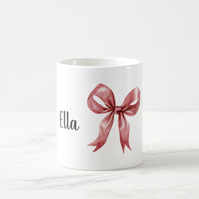 Red Bow Personalized Coffee Mug (Center)
