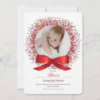 Red Bow Photo Birth Annou