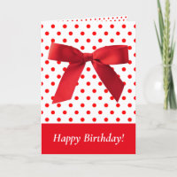 Red Bow Polka Dots Happy Birthday Festive Girly