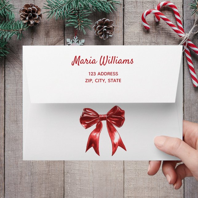 Red bow return address Christmas Envelope (Creator Uploaded)