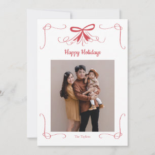 Red Bow Ribbon Christmas Holiday Photo Card
