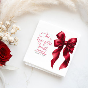 Red Bow She's Tying the Knot Bridal Shower Napkin