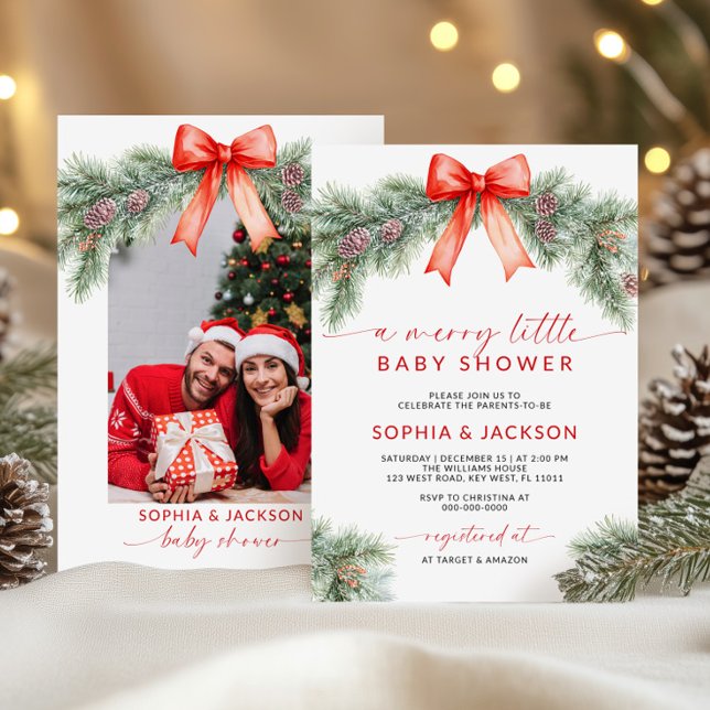 Red Bow Une joyeuse Petite Invitation Baby shower (Créateur téléchargé)