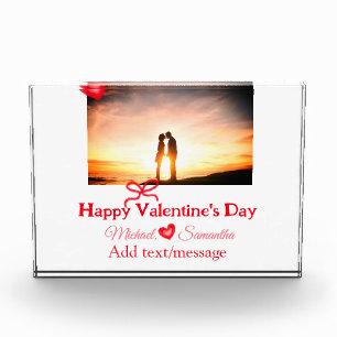 Red bow valentine's day add photo name heart love block