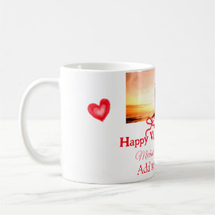 Red bow valentine's day add photo name heart love  coffee mug