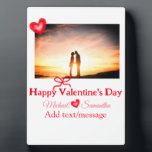 Red bow valentine's day add photo name heart love plaque<br><div class="desc">design</div>