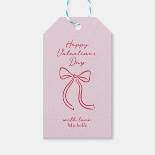 Red Bow Valentine's Day étiquettes cadeaux