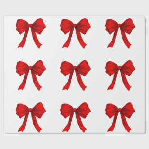 Red Bow White Wrapping Paper
