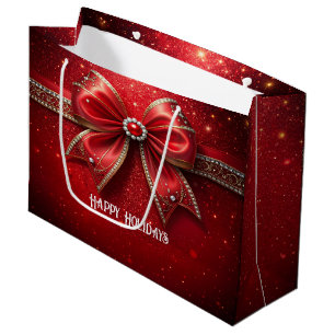 Red Bow with Pearls and Jewels Gift Bag