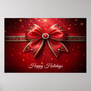 Red Bow with Pearls and Jewels Poster