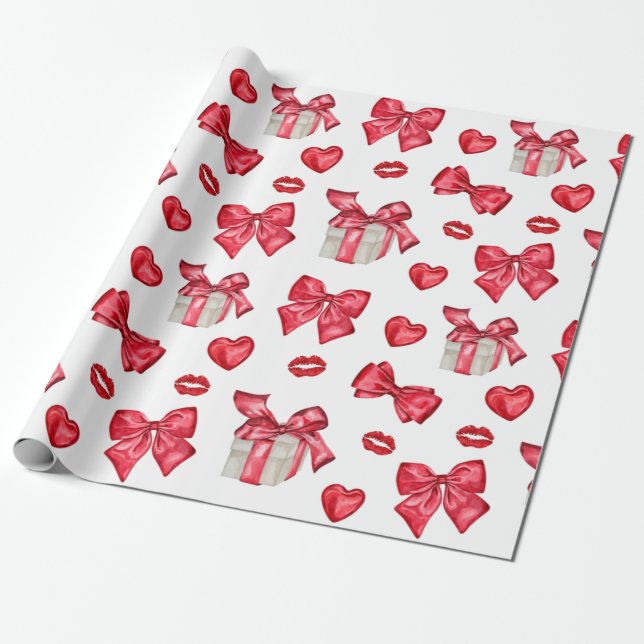 Red Bow Wrapping Paper (Unrolled)
