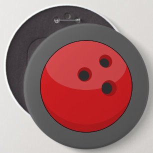 Red Bowling Ball 6 Inch Round Button