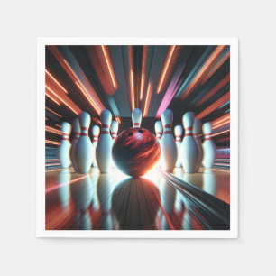 Red Bowling Ball and Pins Napkin