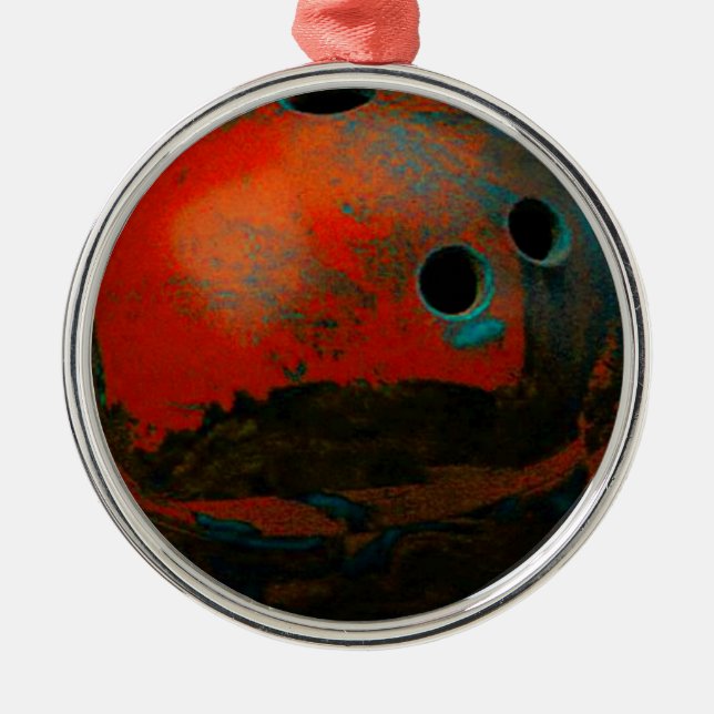 Red Bowling Ball Customize It Metal Ornament (Front)