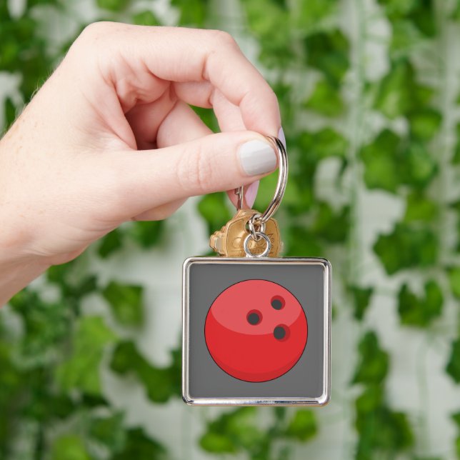 Red Bowling Ball Keychain (Hand)