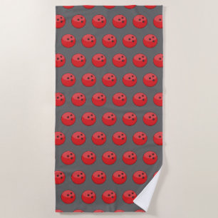 Red Bowling Ball Pattern Beach Towel