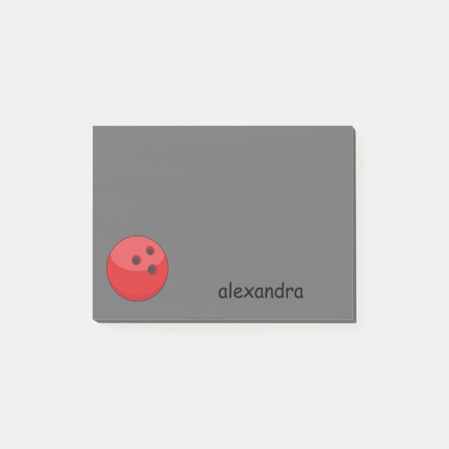 Red Bowling Ball Personalize Post-it Notes (Front)