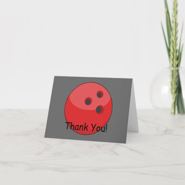 Red Bowling Ball Personalize Thank You Card (Front)