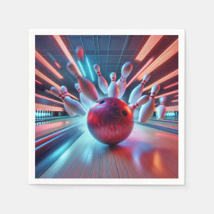 Red Bowling Ball Strike Napkin