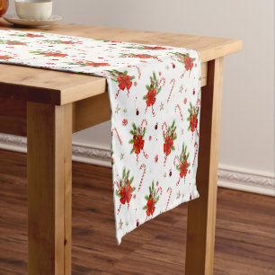 Red Bows And Candy Canes Short Table Runner