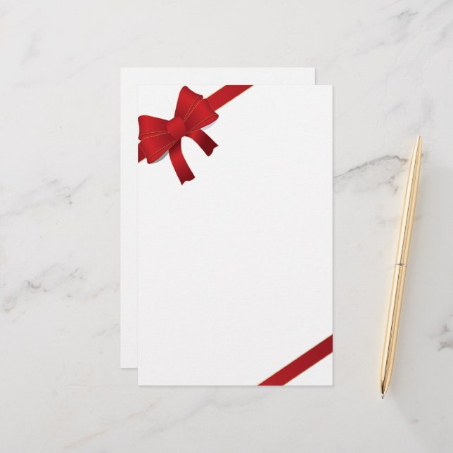 Red Bows Christmas Stationery (Front/Back In Situ)