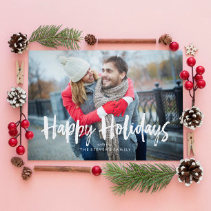 Red Bows Happy Holidays Photo Cards