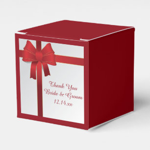 Red Bows Winter Wedding Favor Box