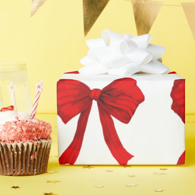 Red Bows Wrapping Paper (Birthday Party)