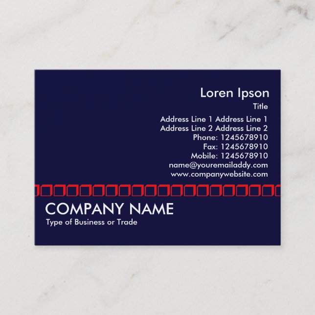 Red Box Line - Navy Blue Business Card (Front)