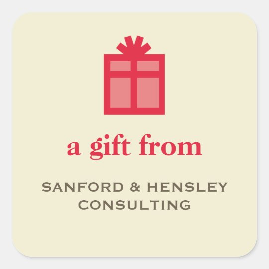 Red box with bow sophisticated gift tag ecru label