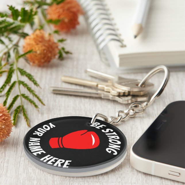 Red boxing glove logo custom acrylic keychain gift (Front Right)