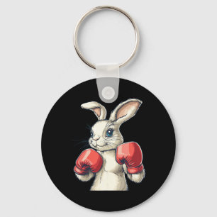 Red Boxing Gloves And Cute Bunny Costume  Keychain