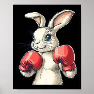 Red Boxing Gloves And Cute Bunny Costume  Poster