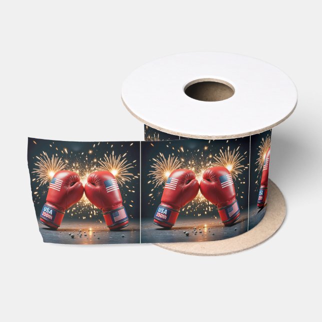 Red Boxing Gloves For USA 250th Birthday Satin Ribbon (Spool)