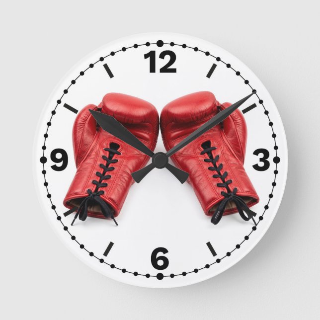 Red Boxing Gloves Wall Clock, Boxing Clock Face (Front)