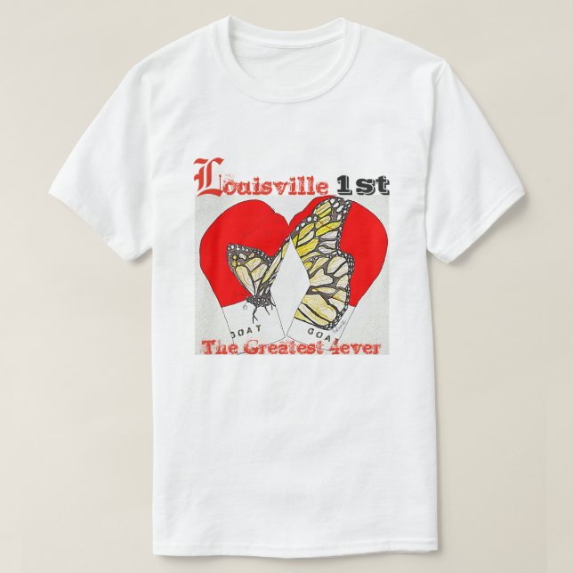 Red Boxing Gloves with Monarch Butterfly T-Shirt (Design Front)