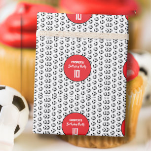 Red Boy Soccer Birthday Party Wrapping Paper
