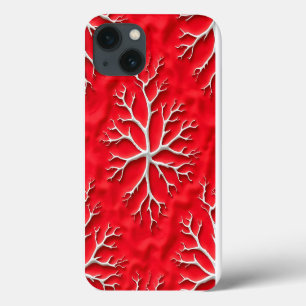 Red Branch Art iPhone Case with Embossed Design
