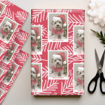Red Branches Merry Calligraphy Photo white type Wrapping Paper Sheet<br><div class="desc">Use a vertical photo to make a unique and trendy Merry Christmas greeting with a bright and joyful pine branch pattern on the back. This design has an abstract feel to it with painted elements and a handwritten font. If you need to move anything around, click on the customize button...</div>