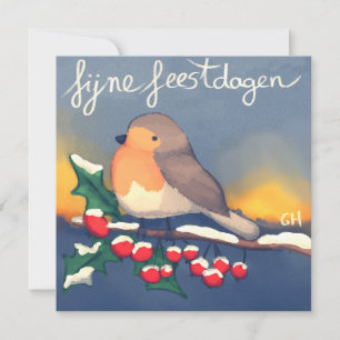 Red-breasted, fine holidays card