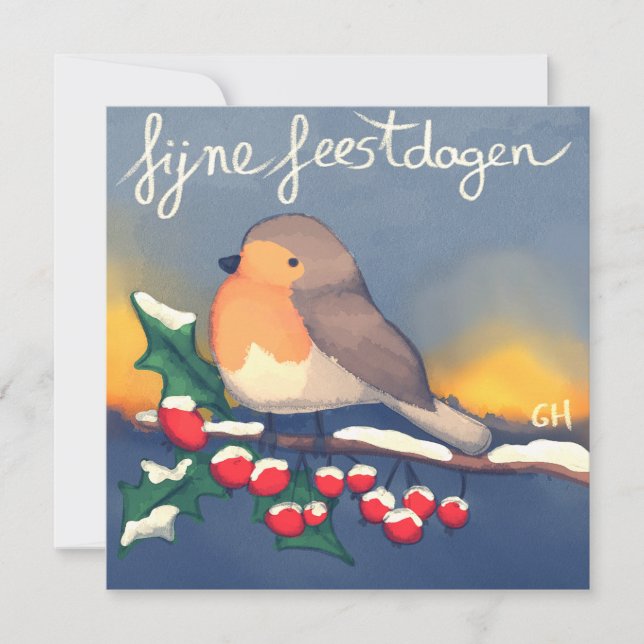Red-breasted, fine holidays card (Front)