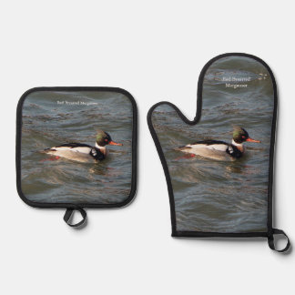 Red Breasted Merganser Oven Mitt & Pot Holder Set