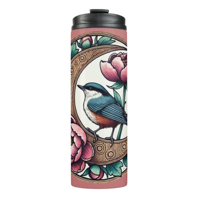 Red Breasted Nuthatch Bird                         Thermal Tumbler (Front)