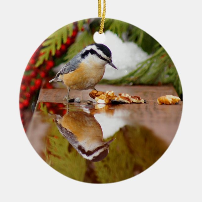 Red-breasted Nuthatch Ceramic Ornament (Front)