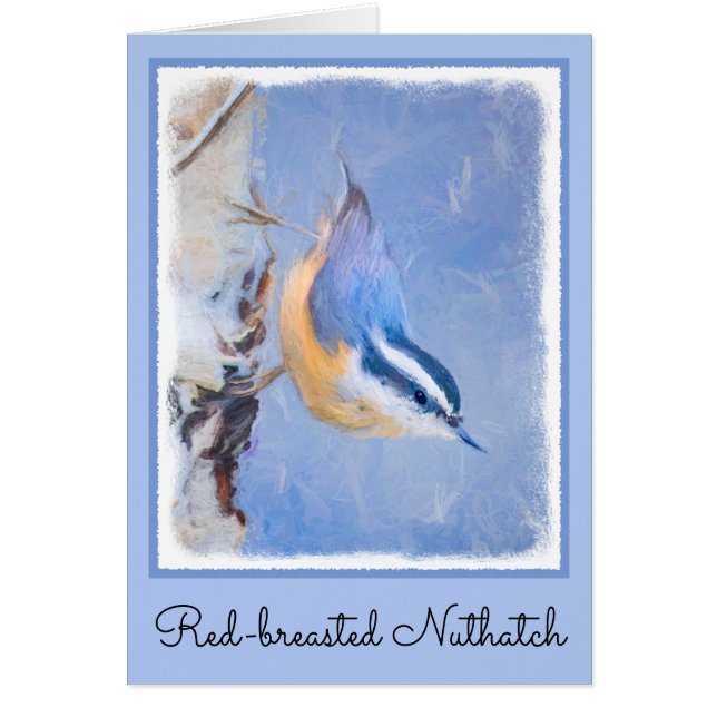 Red-Breasted Nuthatch Painting Original Bird Art (Front)