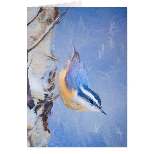 Red-Breasted Nuthatch Painting Original Bird Art (Front)
