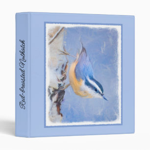 Red-Breasted Nuthatch Painting Original Bird Art Binder
