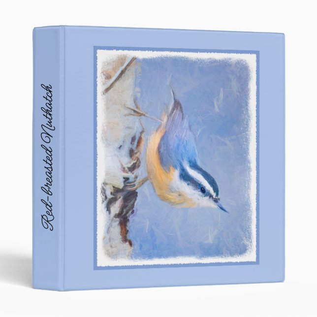 Red-Breasted Nuthatch Painting Original Bird Art Binder (Front/Spine)
