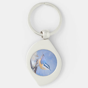 Red-Breasted Nuthatch Painting Original Bird Art Keychain