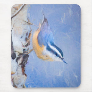 Red-Breasted Nuthatch Painting Original Bird Art Mouse Pad
